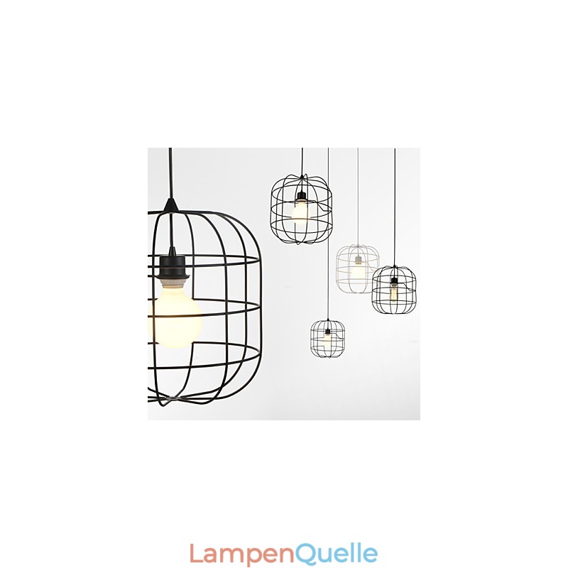 Mini Künstlerische Vogelkäfig Pendelleuchte 1 Licht Mordern Simplicity Finish Schwarz Weiß Metall Kohlenstoffstahl Droplight