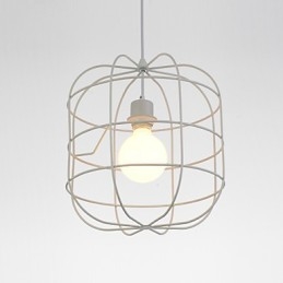 Mini Künstlerische Vogelkäfig Pendelleuchte 1 Licht Mordern Simplicity Finish Schwarz Weiß Metall Kohlenstoffstahl Droplight