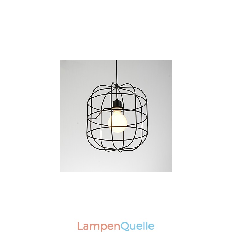 Mini Künstlerische Vogelkäfig Pendelleuchte 1 Licht Mordern Simplicity Finish Schwarz Weiß Metall Kohlenstoffstahl Droplight