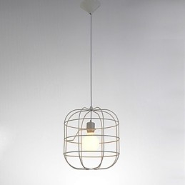 Mini Künstlerische Vogelkäfig Pendelleuchte 1 Licht Mordern Simplicity Finish Schwarz Weiß Metall Kohlenstoffstahl Droplight