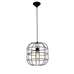 Mini Künstlerische Vogelkäfig Pendelleuchte 1 Licht Mordern Simplicity Finish Schwarz Weiß Metall Kohlenstoffstahl Droplight