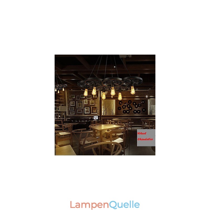 Loft Anhänger Licht Rad Kronleuchter Rustikalen Vintage Retro Land Esszimmer Metall + Malerei