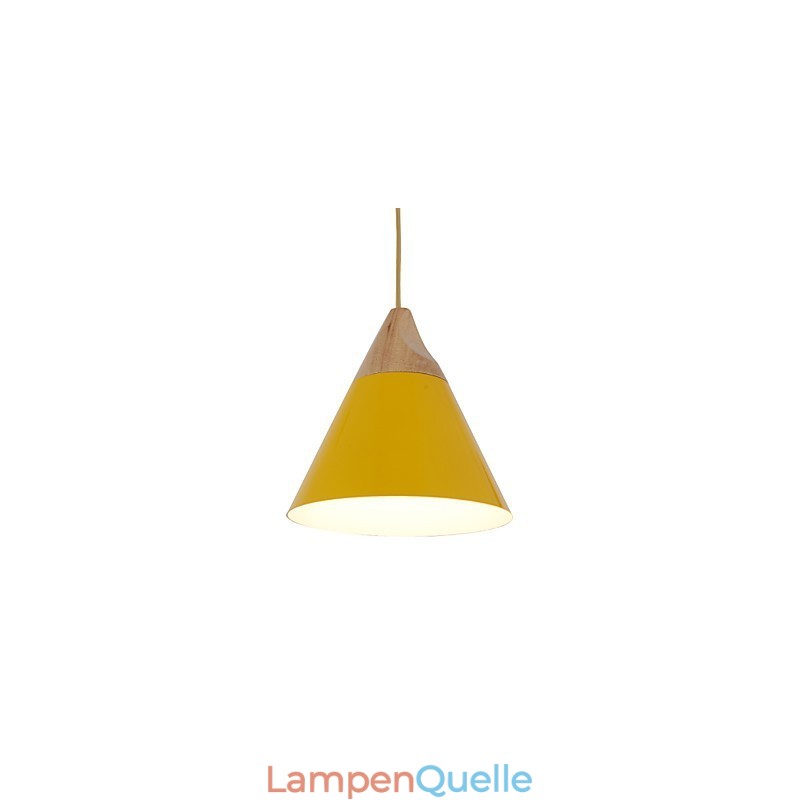 Mini Künstlerische Kegel Pendelleuchte 1 Licht Mordern Simplicity Finish Schwarz Weiß Gelb Aluminium & Holz Droplight