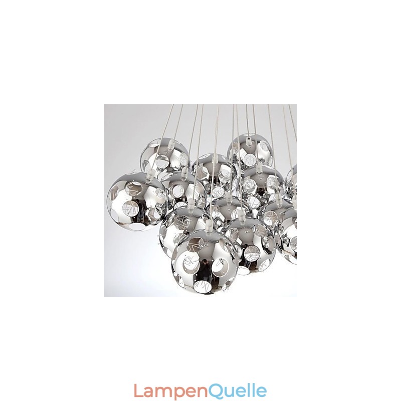 Moderne zeitgenössische Globus Chrom Metall Pendelleuchte