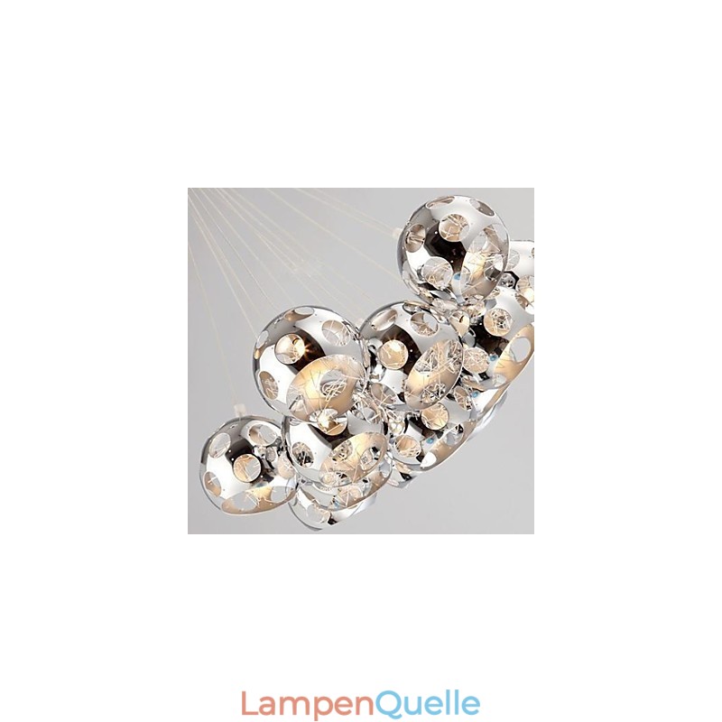 Moderne zeitgenössische Globus Chrom Metall Pendelleuchte