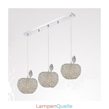 Kronleuchter aus gewebtem Aluminium mit drei Kopflampen, Apfel Kronleuchter aus gewebtem Aluminium mit drei Kopflampen, Apfel