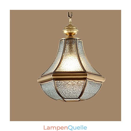 Kleine Pendelleuchte im amerikanischen Landhausstil, komplett aus Kupfer und einem Glas Kleine Pendelleuchte im amerikanischen Landhausstil, komplett aus Kupfer und einem Glas