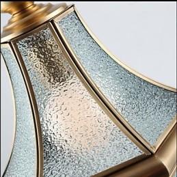 Kleine Pendelleuchte im amerikanischen Landhausstil, komplett aus Kupfer und einem Glas