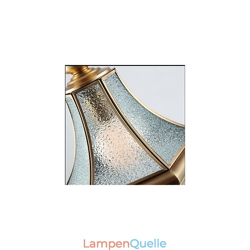 Kleine Pendelleuchte im amerikanischen Landhausstil, komplett aus Kupfer und einem Glas